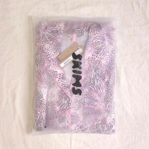 Skims pink animal print long sleep set Size S